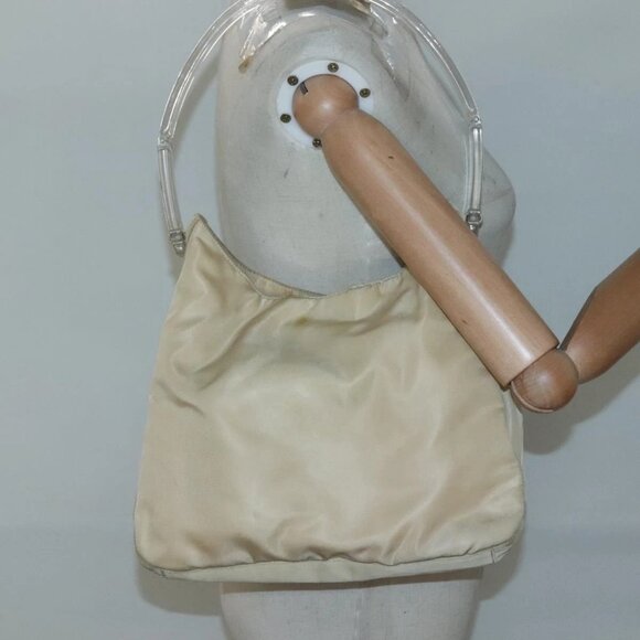PRADA Shoulder Bag Nylon Plastic Cream Clear - Picture 14 of 16